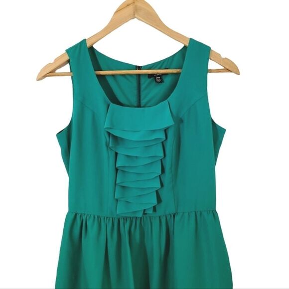 𝅺chic BY JACOB Green Sleeveless Fit-&-Flare Ruffle  Dress Size XS - Picture 6 of 14